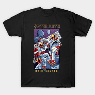 Astronauts Satellite Maintenance - Hand Drawn T-Shirt